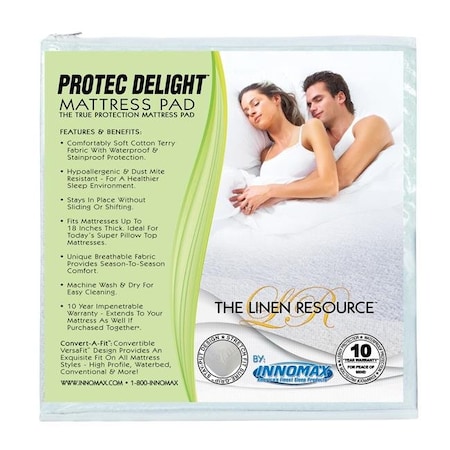 Innomax Innomax 5-85-WP-T Protec Delight True Protection Mattress Pad; Twin-Twin Extra Large 5-85-WP-T